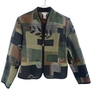Preswick & Moore Shades of Green Full Zip Front Jacket Blazer Petite L